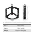 Pedale bicicleta MTB si de oras, cu crampoane, model lat, ergonomice, antiderapante, ultrausoare, impermeabile, rezistente la praf, rulment DU, 11.2 x 8.7 x 1.5 cm, otel si nylon, West Biking, negru, set 2 pedale