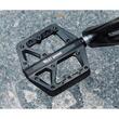 Pedale platforma pentru bicicleta de oras si MTB, model lat, cu crampoane, antiderapante, ultrausoare, impermeabile, rezistente la praf, rulment DU, 10.5 x 13 x 1.9 cm, otel si fibra de nylon, West Biking, negru, set 2 pedale