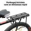 Portbagaj bicicleta MTB spate cu stop reflectorizant rosu, prindere pe tija, sarcina maxima 50 kg, 53 x 14 x 35.5 cm, aliaj aluminiu, kit montare inclus, negru