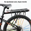 Portbagaj bicicleta MTB spate cu stop reflectorizant rosu, prindere pe tija, sarcina maxima 50 kg, 53 x 14 x 35.5 cm, aliaj aluminiu, kit montare inclus, negru