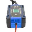 Redresor auto digital, incarcare baterii cu afisaj LCD, auto, moto, camion, Foxsur, 12V/8A, 24V/4A, 6Ah-150Ah, functie de reparare acumulator prin impulsuri, albastru cu negru