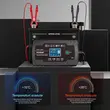 Redresor auto digital, incarcare baterii cu afisaj LCD, auto, moto, camion, Foxsur, 12V/8A, 24V/4A, 6Ah-150Ah, functie de reparare acumulator prin impulsuri, negru