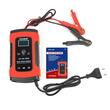 Redresor baterie auto digital cu afisaj LCD, auto si moto, Foxsur, 12V/5A, 4Ah-100Ah, functie de reparare acumulator prin impulsuri, rosu cu negru