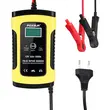 Redresor baterie auto digital cu afisaj LCD, auto si moto, Foxsur, 12V/5A, 4Ah-100Ah, functie de reparare acumulator prin impulsuri, galben cu negru