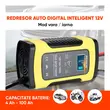 Redresor baterie auto digital cu afisaj LCD, auto si moto, Foxsur, 12V/5A, 4Ah-100Ah, functie de reparare acumulator prin impulsuri, galben cu negru