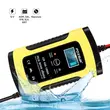 Redresor baterie auto digital cu afisaj LCD, auto si moto, Foxsur, 12V/5A, 4Ah-100Ah, functie de reparare acumulator prin impulsuri, galben cu negru