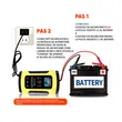 Redresor baterie auto digital cu afisaj LCD, auto si moto, Foxsur, 12V/5A, 4Ah-100Ah, functie de reparare acumulator prin impulsuri, galben cu negru