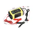 Redresor baterie auto digital cu afisaj LCD, auto si moto, Foxsur, 12V/5A, 4Ah-100Ah, functie de reparare acumulator prin impulsuri, galben cu negru