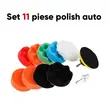 Set 11 piese polish auto profesional cu taler M14, discuri de burete si lana cu diametru 8 cm, conectare la bormasina autofiletanta