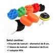 Set 11 piese polish auto profesional cu taler M14, discuri de burete si lana cu diametru 8 cm, conectare la bormasina autofiletanta