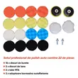 Set 22 piese polish auto profesional cu taler M14, discuri de burete si lana cu diametru 8 cm si 7.5 cm, conectare la bormasina autofiletanta