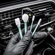 Set betisoare Detailing Auto, pentru curatare interior, diverse marimi, capete din spuma, Detailer Cleaning Swabs Kit, Moje Auto, 4 buc