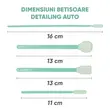 Set betisoare Detailing Auto, pentru curatare interior, diverse marimi, capete din spuma, Detailer Cleaning Swabs Kit, Moje Auto, 4 buc