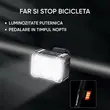 Set lumini bicicleta far si stop cu 6 LEDURI, fata si spate, 8 si 12 moduri de iluminare, 180 lumeni+ 25 lumeni, baterie 800 mAh + 500 mAh cu incarcare USB, potrivire universala inclusiv trotineta, scuter, bicicleta electrica, e-bike,rezistent la apa