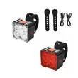 Set lumini bicicleta far si stop cu 4 LEDURI, fata si spate, 8 si 9 moduri de iluminare, 130 lumeni + 20 lumeni, baterie 500 mAh + 300 mAh cu incarcare USB, potrivire universala inclusiv trotineta, scuter, bicicleta electrica, e-bike,rezistent la apa