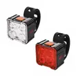Set lumini bicicleta far si stop cu 4 LEDURI, fata si spate, 8 si 9 moduri de iluminare, 130 lumeni + 20 lumeni, baterie 500 mAh + 300 mAh cu incarcare USB, potrivire universala inclusiv trotineta, scuter, bicicleta electrica, e-bike,rezistent la apa