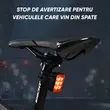 Set lumini bicicleta far si stop cu 6 LEDURI, fata si spate, 8 si 12 moduri de iluminare, 180 lumeni+ 25 lumeni, baterie 800 mAh + 500 mAh cu incarcare USB, potrivire universala inclusiv trotineta, scuter, bicicleta electrica, e-bike,rezistent la apa