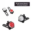 Set lumini bicicleta far si stop cu LED, fata si spate, 4 moduri de iluminare, 20 + 10 lumeni, baterie 500 mAh si incarcare USB, potrivire universala inclusiv trotineta, scuter, bicicleta electrica, e-bike