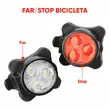 Set lumini bicicleta far si stop cu LED, fata si spate, 4 moduri de iluminare, 20 + 10 lumeni, baterie 500 mAh si incarcare USB, potrivire universala inclusiv trotineta, scuter, bicicleta electrica, e-bike