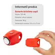 Sonerie bicicleta copii, mini, 120 dB, 4 tipuri de sunete, potrivire universala inclusiv trotineta, scuter, bicicleta electrica, e-bike, prindere ghidon, rosu