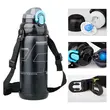 Sticla de apa 800 ml portabila, 2 capete interschimbabile, curea transport, recipient termos pentru bauturi calde si reci, bidon de apa, pentru bicicleta, sport, drumetie, camping, inox