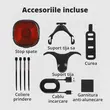 Stop bicicleta inteligent cu senzor de frana, vibratii si lumina, 6 moduri iluminare LED, West Biking, incarcare USB, autonomie baterie max 60 ore, indicator baterie, plastic ABS, rezistent la apa, universal, negru