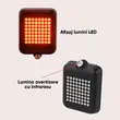 Stop bicicleta spate inteligent LED, senzor directie, 8 moduri de iluminare, baterie 1200 mAh cu incarcare USB, potrivire universala inclusiv trotineta, scuter, bicicleta electrica, e-bike, rezistent la apa, lumina bicicleta spate
