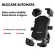 Suport telefon bicicleta, motocicleta, trotineta, scuter, bicicleta electrica, e-bike, MTB, compatibil cu telefoane pana la 18.3 cm lungime, rotativ 360 grade, montare ghidon, rezistent la apa