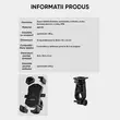 Suport telefon bicicleta, motocicleta, trotineta, scuter, bicicleta electrica, e-bike, MTB, compatibil cu telefoane pana la 18.3 cm lungime, rotativ 360 grade, montare ghidon, rezistent la apa
