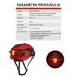 Casca protectie ciclism sosea si MTB cu viziera magnetica detasabila, lumina led de avertizare cu incarcare usb, aerodinamica, ultrausoara, canale de ventilatie, sistem de reglare, marimea L (57-62 cm), EPS+PC, West Biking, rosu