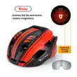 Casca protectie ciclism sosea si MTB cu viziera magnetica detasabila, lumina led de avertizare cu incarcare usb, aerodinamica, ultrausoara, canale de ventilatie, sistem de reglare, marimea L (57-62 cm), EPS+PC, West Biking, rosu