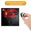 Casca protectie ciclism sosea si MTB cu viziera magnetica detasabila, lumina led de avertizare cu incarcare usb, aerodinamica, ultrausoara, canale de ventilatie, sistem de reglare, marimea L (57-62 cm), EPS+PC, West Biking, rosu