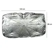 Parasolar auto retractabil 143 x 86 cm, tip umbrela, pliabil, protectie ridicata UV, poliester premium 210T + ABS, husa depozitare, pentru parbriz auto, Roll Fast, argintiu + negru
