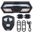 Lumini spate bicicleta cu semnalizare LED si telecomanda wireless, potrivire universala inclusiv MTB, 6 moduri de iluminare, incarcare USB, autonomie baterie max 36 ore, plastic ABS, West Biking, negru