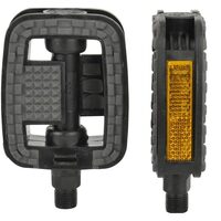 Pedale bicicleta Tour antiderapante, banda reflectorizanta, plastic, Fischer, negru, set 2 pedale