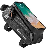 Geanta pentru bicicleta, fixare cadru, suport pentru telefon, impermeabila, West Biking, 1.5 L, negru