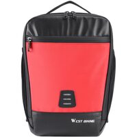 Geanta trotineta, bicicleta, multifunctionala, impermeabila, West Biking, 7.3 L, negru cu rosu