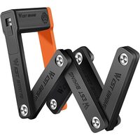 Antifurt pliabil cu cheie pentru bicicleta de oras si electrica, MTB, trotineta, scuter, suport prindere, sac de depozitare, lungime 63 cm, ABS + zinc +PP, rezistent la apa, West Biking, negru cu portocaliu