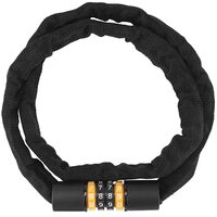 Antifurt bicicleta cu cifru, lungime 85 cm, diametru lant 4 mm, pliabil, otel si zinc, manson textil antipraf, West Biking, negru
