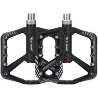 Pedale bicicleta MTB si de oras, cu crampoane, model lat, ergonomice, antiderapante, ultrausoare, impermeabile, rezistente la praf, rulment DU, 11.2 x 8.7 x 1.5 cm, otel si nylon, West Biking, negru, set 2 pedale
