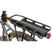 Portbagaj bicicleta MTB spate cu stop reflectorizant rosu, prindere pe tija, sarcina maxima 50 kg, 55 x 14.5 cm, aluminiu, kit montare inclus, West Biking, negru