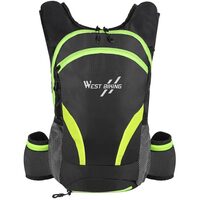 Rucsac bicicleta impermeabil, buzunar sistem hidratare, 15L, pliabil, 42 x 26 x 15 cm, West Biking, negru cu verde