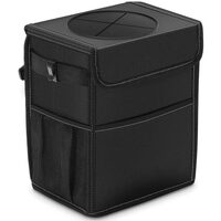 Cos gunoi auto cu capac, 25x13x30 cm, buzunare depozitare, organizator auto, poliester, Roll Fast, negru