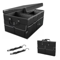 Organizator portbagaj auto, 55x40x26 cm, 8 buzunare, pliabil, multicompartimentat cu capac, prindere curele, poliester, Roll Fast, negru