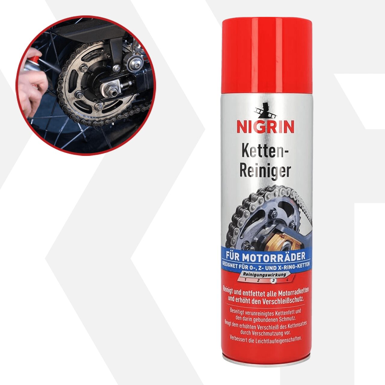 Spray de curatare lant pentru motociclete, Nigrin, 500 ml