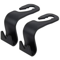 Carlig tetiera scaun auto, suport tip cuier cu carlig dublu, greutate suportata max 5 kg, plastic, 8 x 3.5 x 6.5 cm, Roll Fast, negru, set 2 bucati