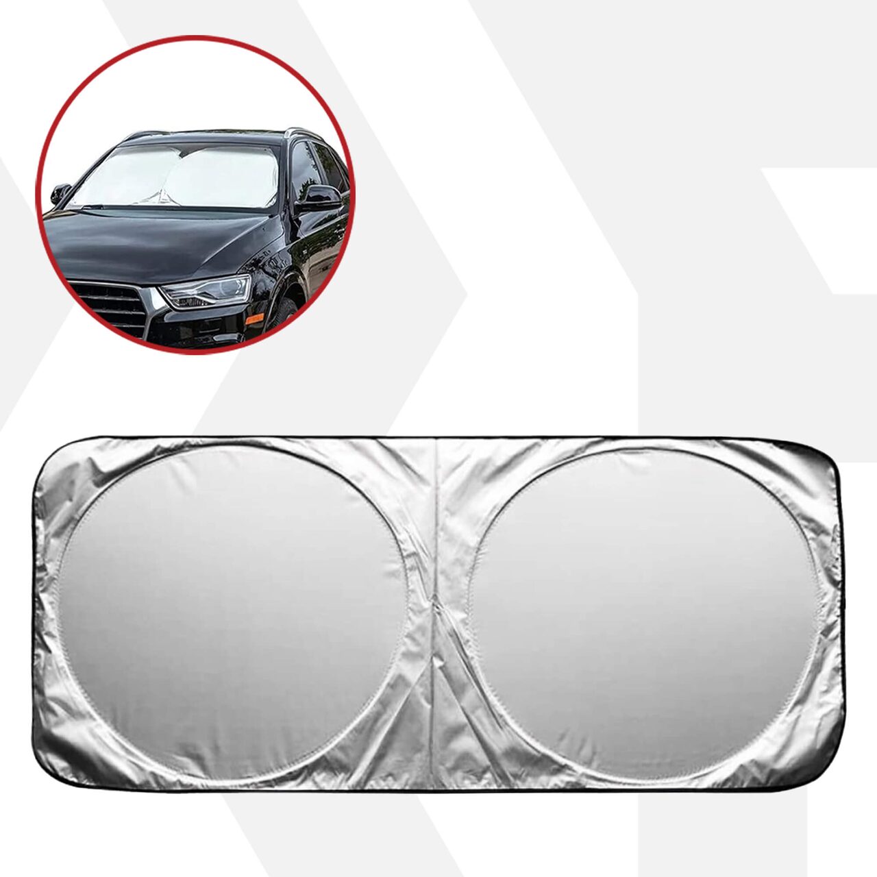 Parasolar parbriz 170 x 95 cm, pliabil, poliester premium 240T, protectie ridicata UV, pentru parbriz auto, Roll Fast, argintiu