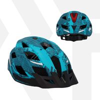 Casca ciclism protectie bicicleta cu LED, PROLINE Urban Plus New York, Fischer, unisex, marimea S/M 52 - 59 cm, turcoaz
