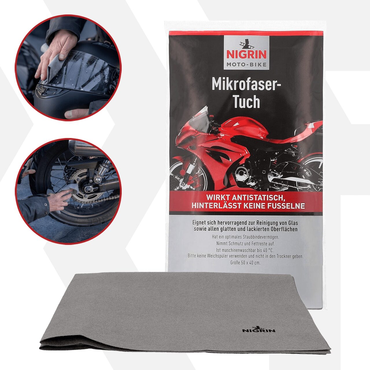 Laveta microfibra, Nigrin Moto-Bike, 50 x 40 cm