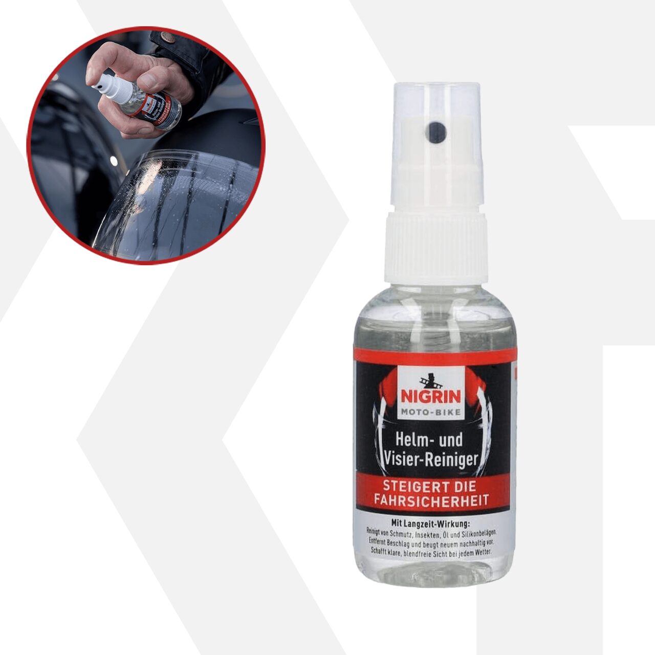 Solutie curatare viziera si casca motocicleta, Nigrin Moto-Bike, 50 ml